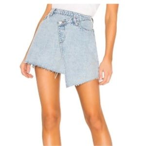 Blanknyc asymmetrical light wash denim skirt